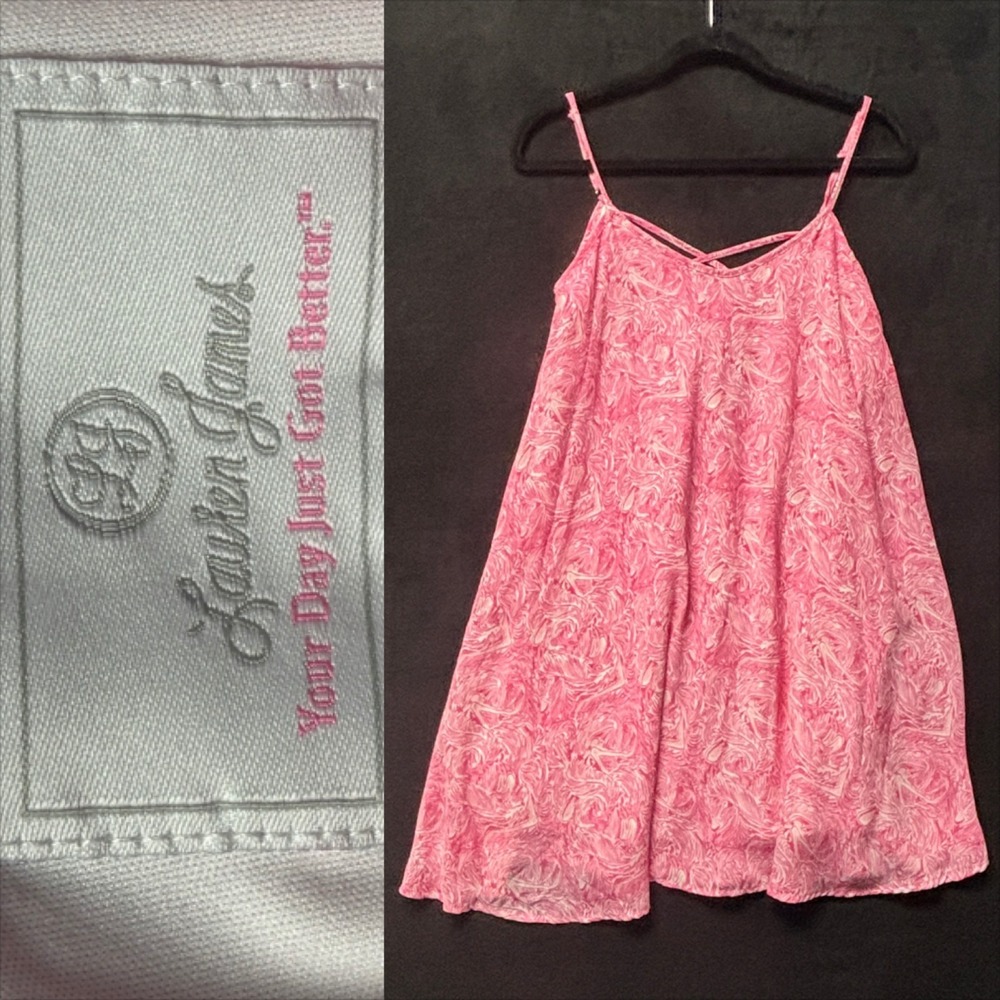 Lauren James Pink Swirl Print Crisscross Strap Mini Dress XS